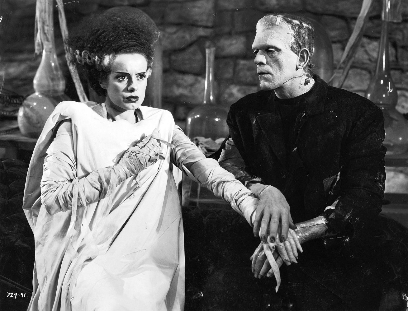 Elsa Lanchester and Boris Karloff in The bride of Frankenstein , 1935