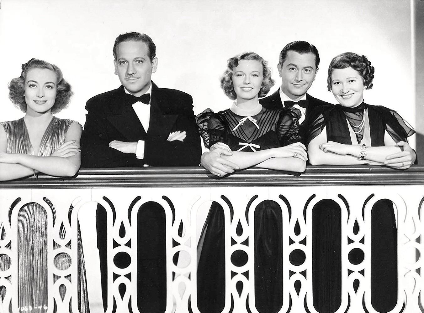 Joan Crawford, Melvyn Douglas, Margaret Sullavan, Robert Young and Fay Bainter in The shining hour, 1938