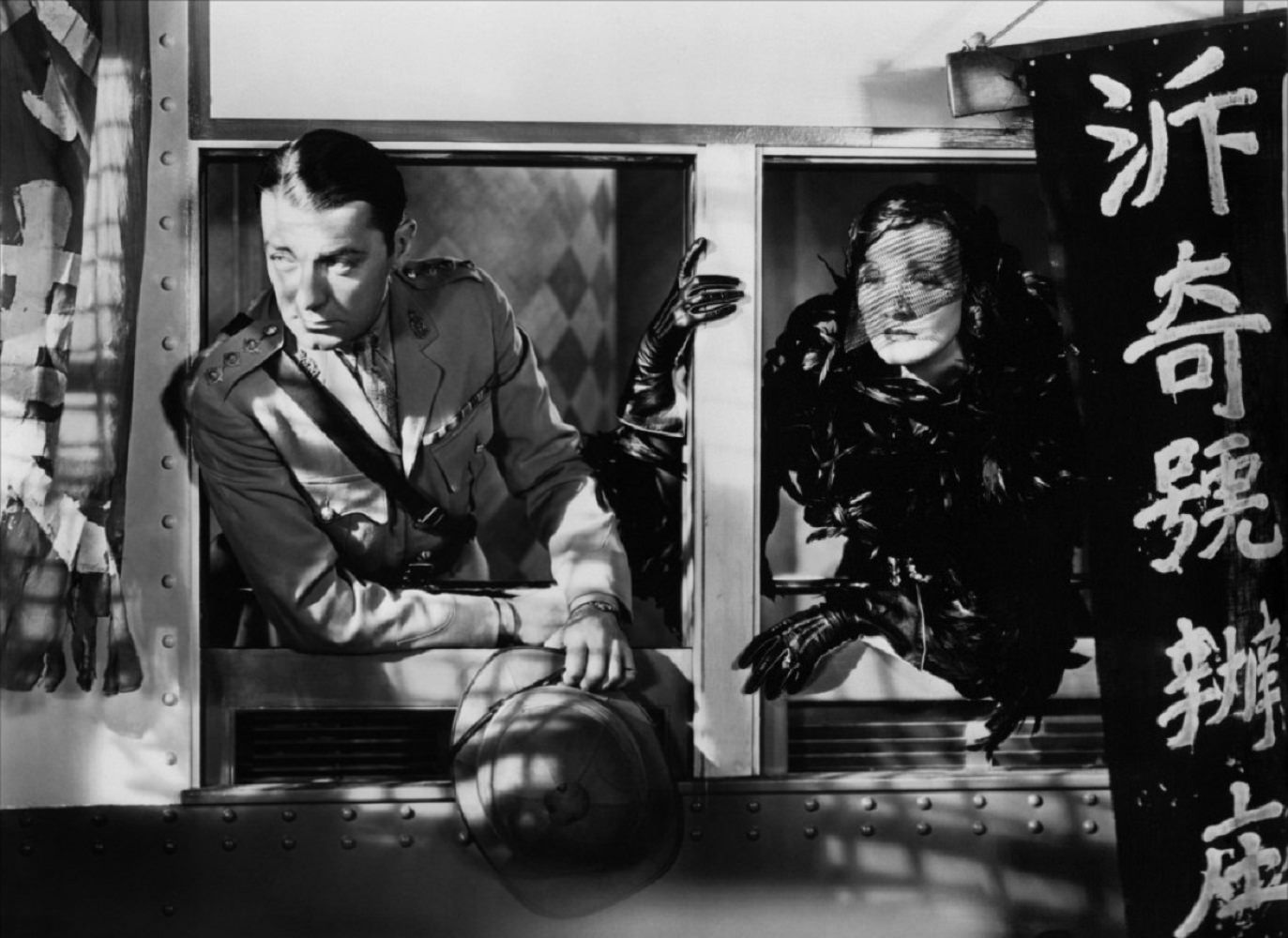 Clive Brook and Marlene Dietrich in Shanghai Express, 1932
