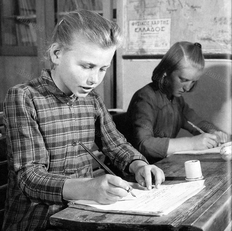 Girls at a school in Thessaly, 1957