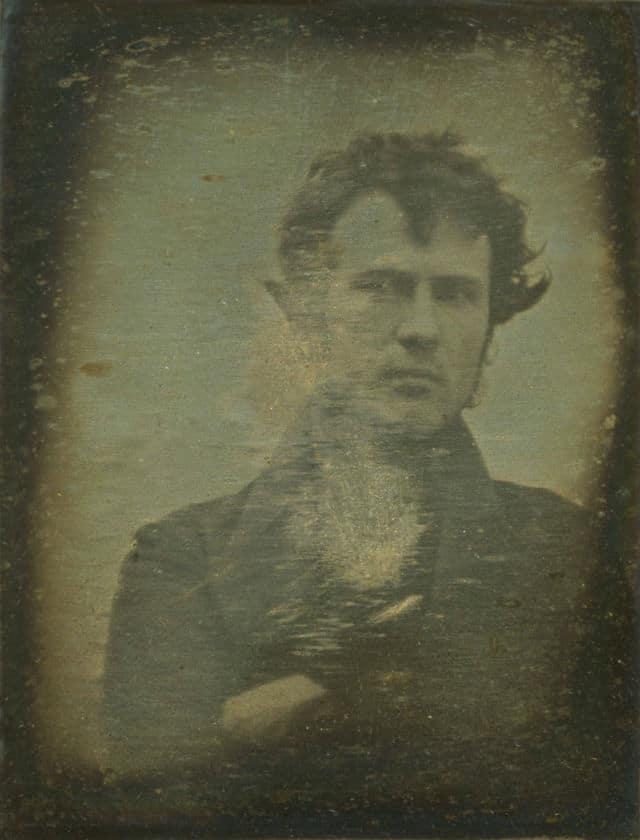 The first photographic portrait image of a human ever produced, 1839