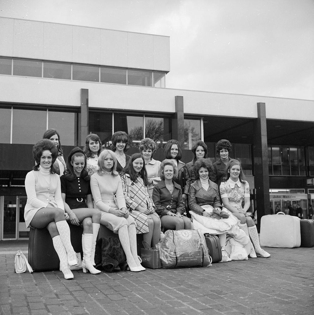 The wives and girlfriends of the Liverpool Football team in London to watch the cup final at Wembley, 1971.