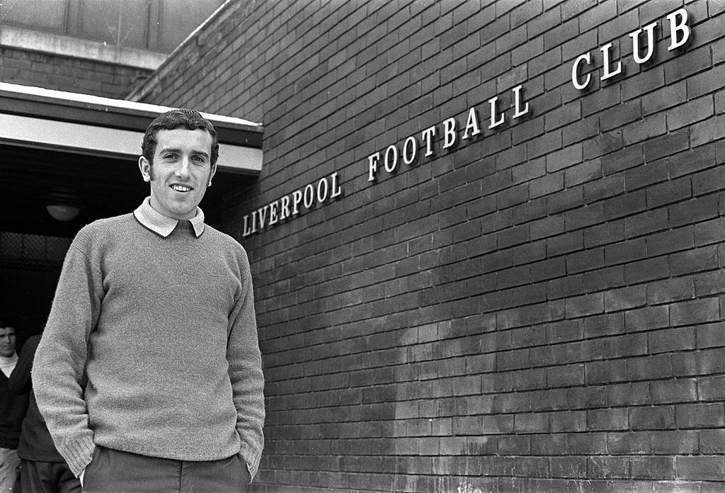 Liverpool FC's Doug Livermore outside Anfield, 1970.