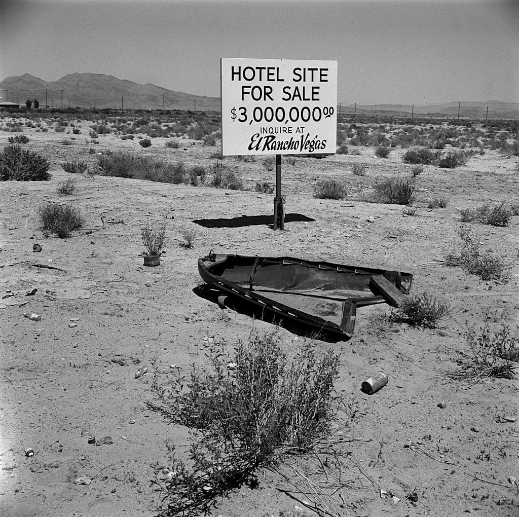 Land for sale in Las Vegas desert, January 1960.
