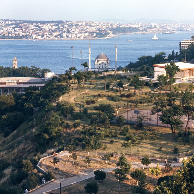 View of the Bezmialem Valide Sultan Mosque from the Maçka Park, Istanbul, 1970s