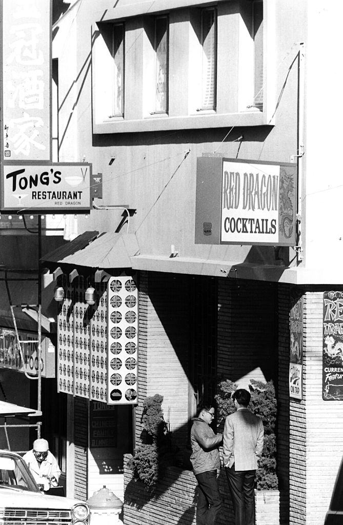 Tong's Restaurant, one of the many chinese restaurants in Chinatown, San Francisco, 1970.
