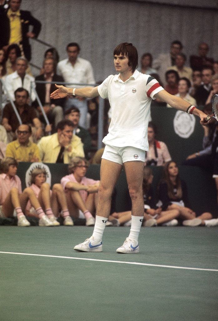 Tennis Player Jimmy Connors during a match, Las Vegas, 1975.