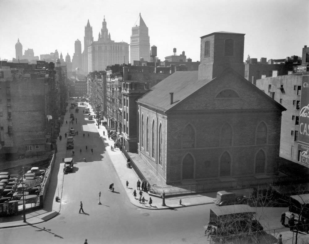 General view, looking southwest to Manhattan from Manhattan Bridge, Manhattan.