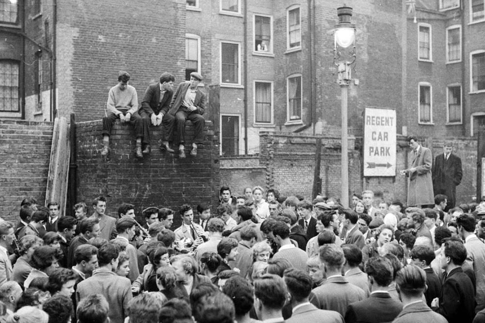 London’s youth hang out on the streets of Soho in 1956.