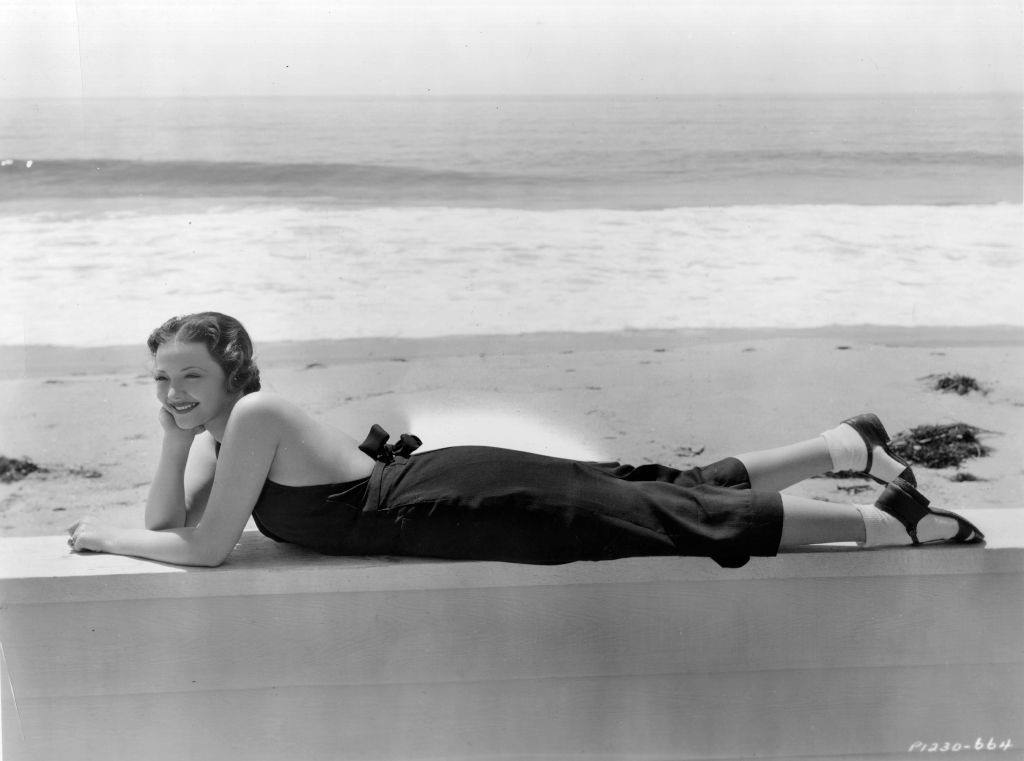 Sylvia Sidney on the beach in front of her Malibu home, 1935. – Bygonely