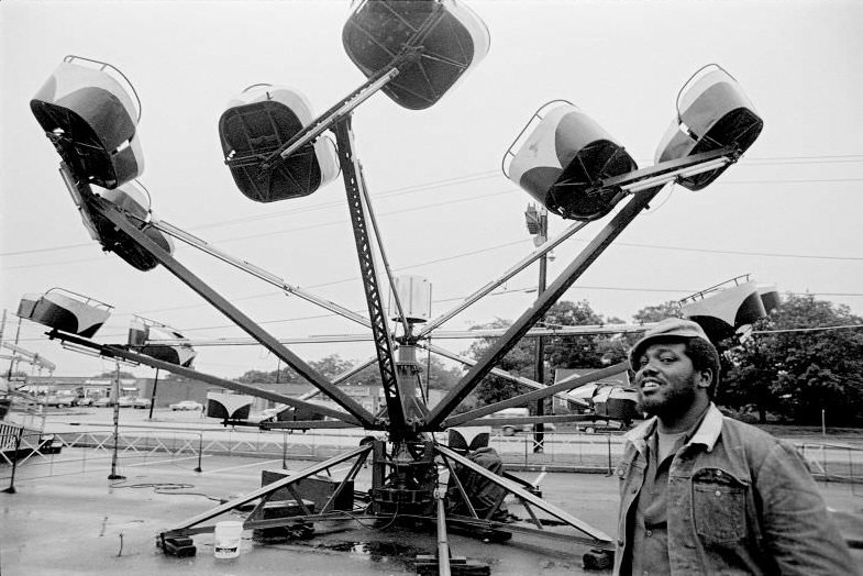 Carnival ride in a rainy day