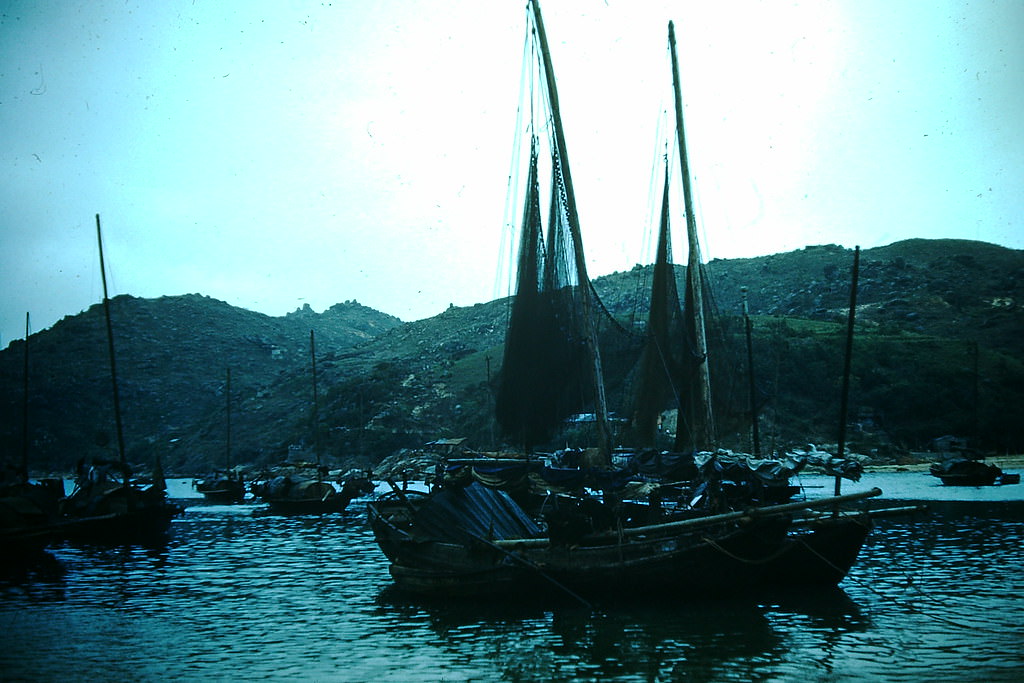 Junks by Stanley Beach, Hong Kong, 1952