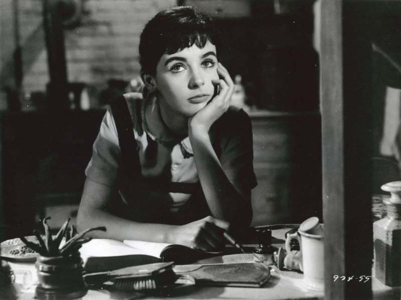 Millie Perkins as Anne Frank during the Filming of ‘The Diary of Anne Frank (1959)’