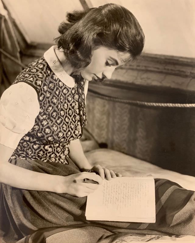 Millie Perkins as Anne Frank during the Filming of ‘The Diary of Anne Frank (1959)’