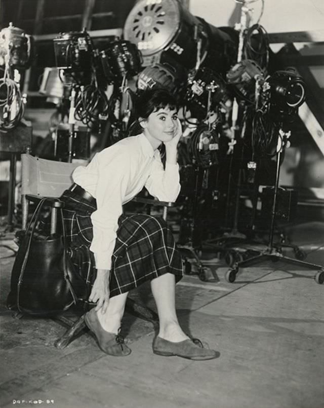 Millie Perkins as Anne Frank during the Filming of ‘The Diary of Anne Frank (1959)’