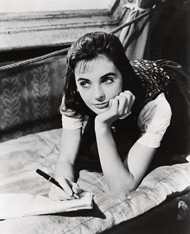 Millie Perkins as Anne Frank during the Filming of ‘The Diary of Anne Frank (1959)’