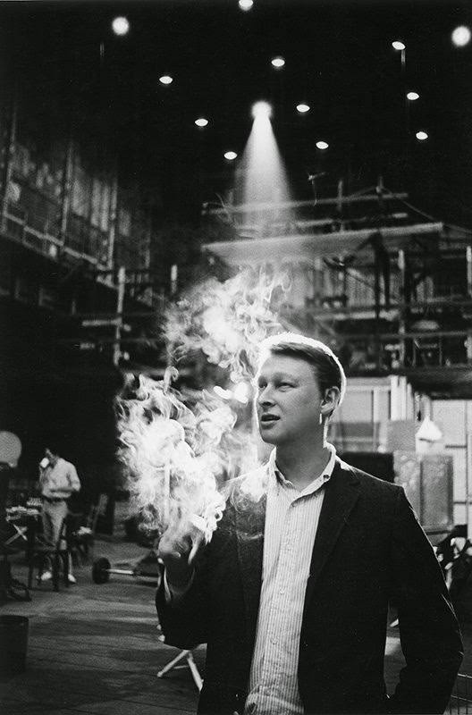 Director Mike Nichols in sunlight shaft on set of "Who's Afraid of Virginia Woolf?", 1965