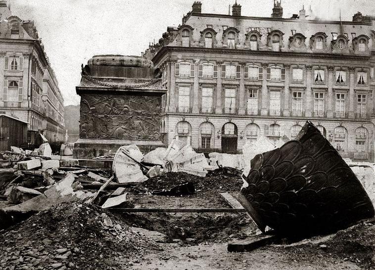 The ruins in the Place Vendome in Paris destroyed in the Paris Commune.