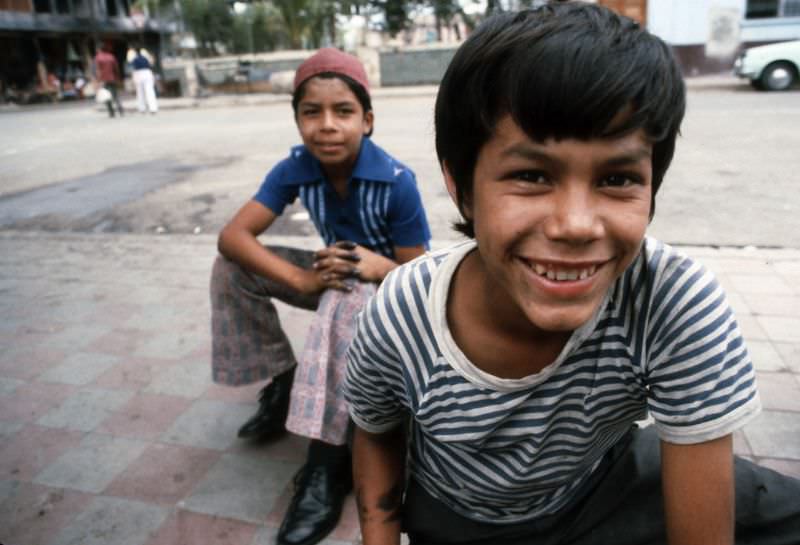 Shoeshine boys, Estelí, Nicaragua, 1979