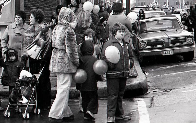 Crowd watching North End Christmas Parade