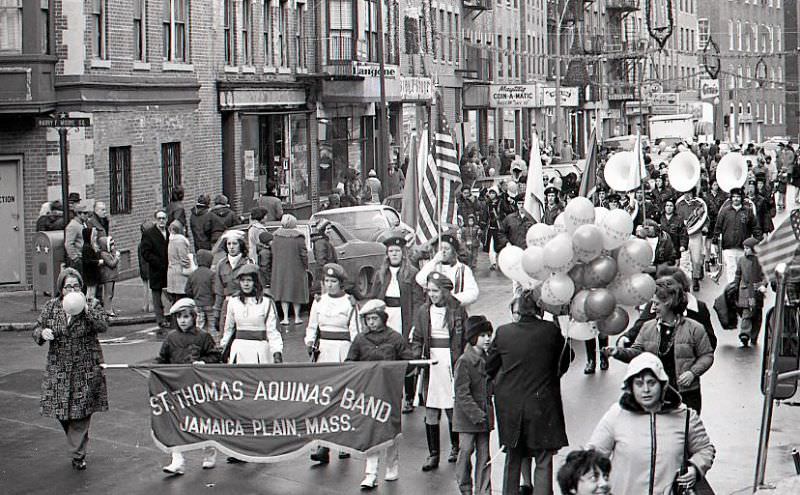 St. Thomas Aquinas Band in North End Christmas Parade on Hanover Street