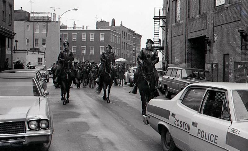 Mounted police officers in North End Christmas Parade