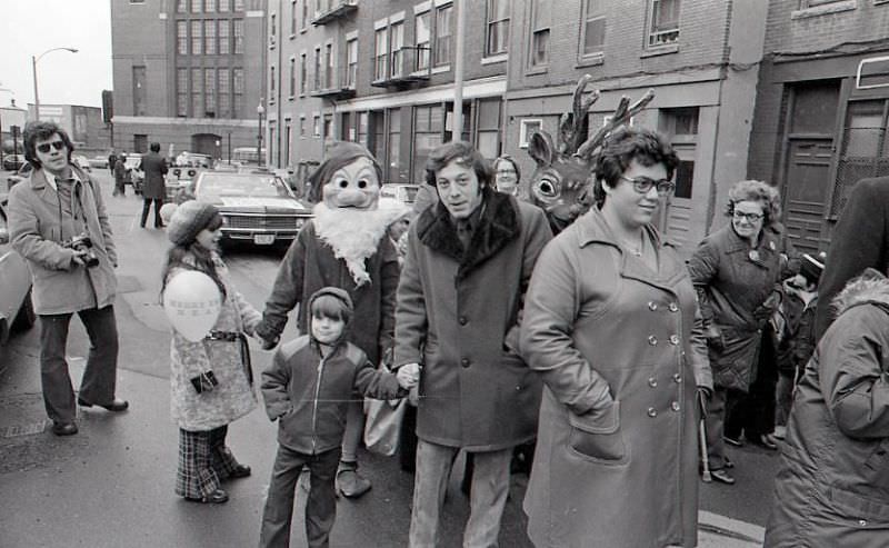 Crowd watching North End Christmas Parade