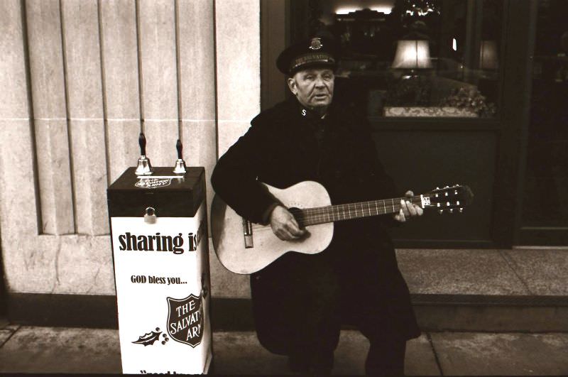 Salvation Army singer, Boston, 1975