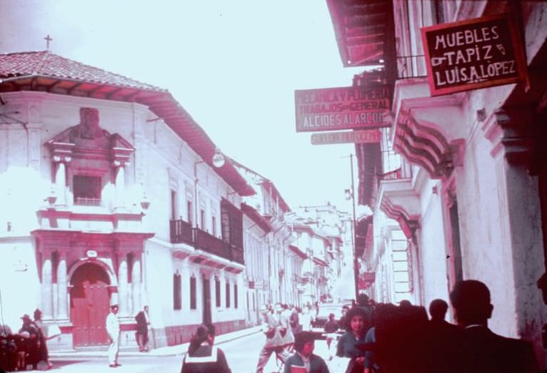 Ecuador. Quito typical street scene, 1959