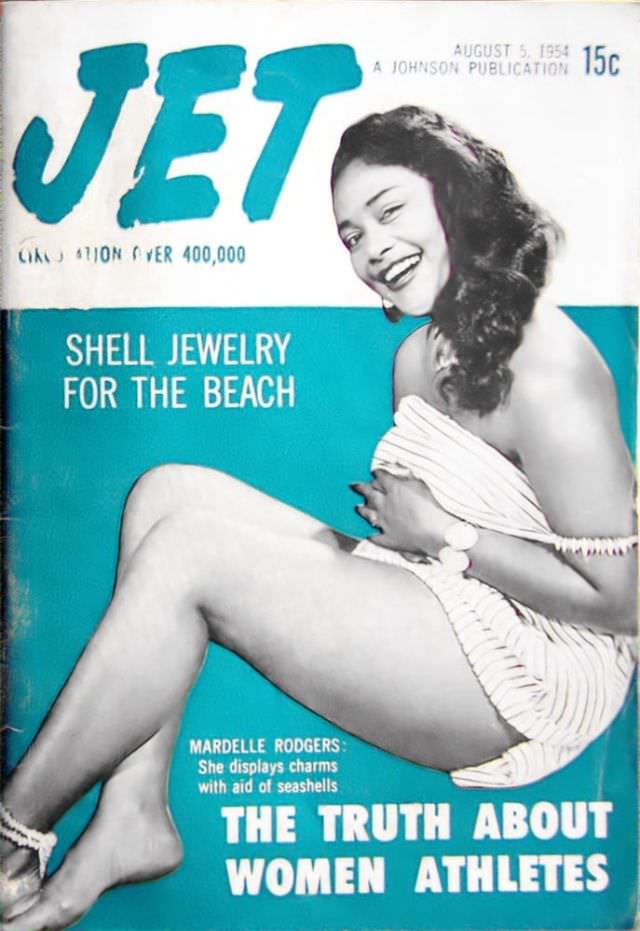 Mardelle Rodgers Models Shell Jewelry, Jet Magazine, August 5, 1954