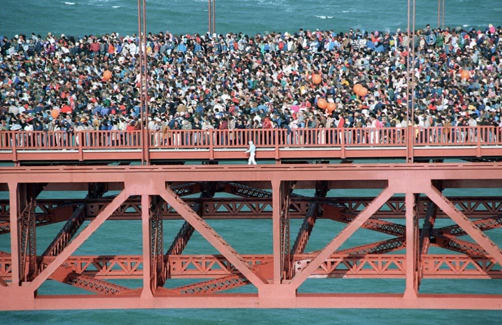 When Thousands of People Flattened Golden Gate Bridge on its 50th Anniversary Celebration, 1987