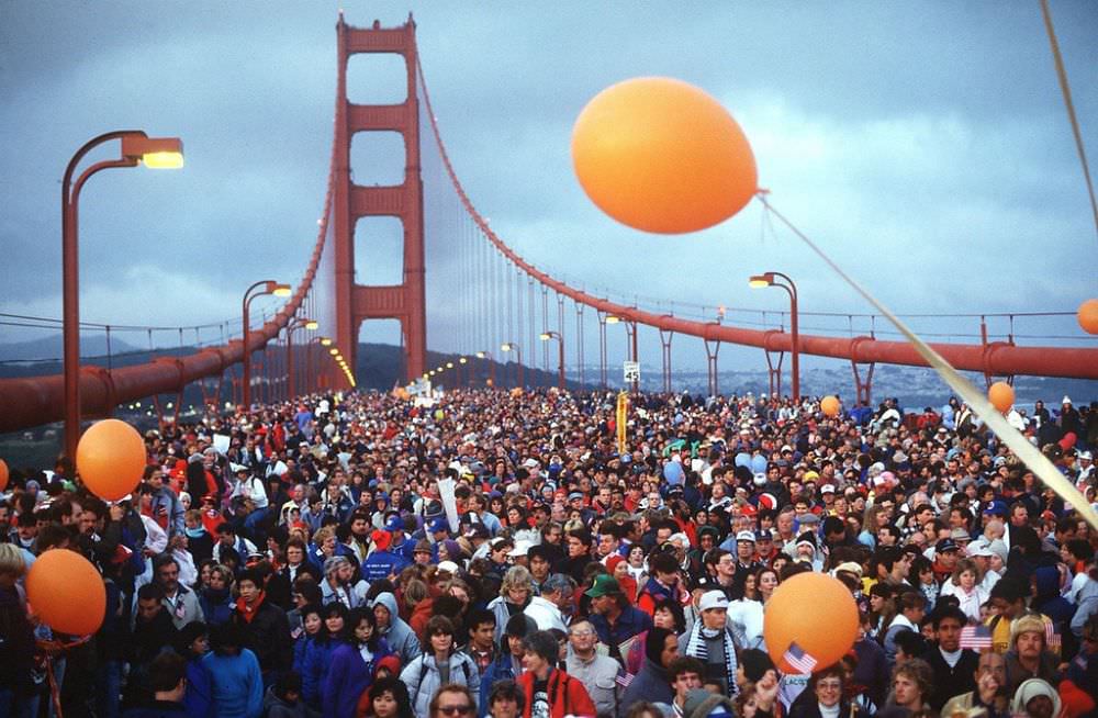 When Thousands of People Flattened Golden Gate Bridge on its 50th Anniversary Celebration, 1987