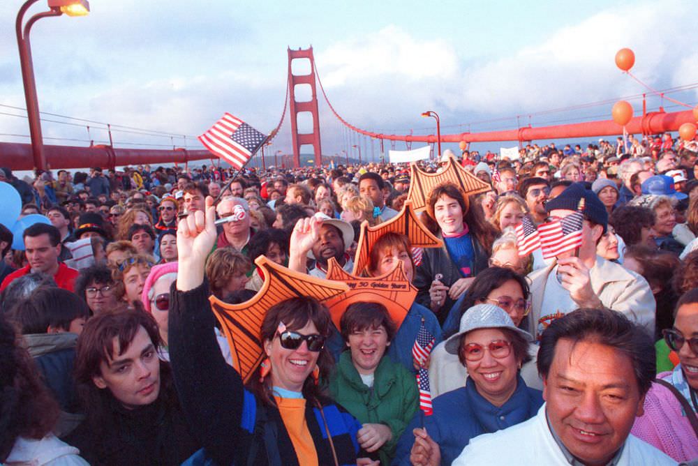 When Thousands of People Flattened Golden Gate Bridge on its 50th Anniversary Celebration, 1987