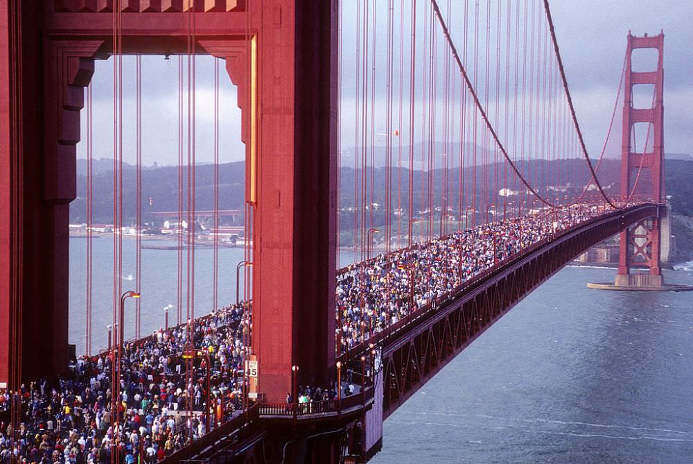 When Thousands of People Flattened Golden Gate Bridge on its 50th Anniversary Celebration, 1987