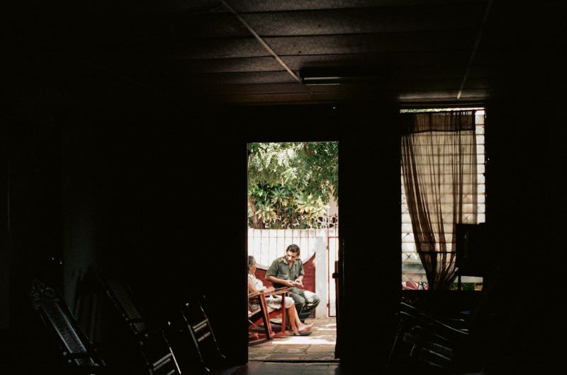 Doña Mercedes tells me to be careful boarding the bus in Central Managua, Nicaragua, 1985