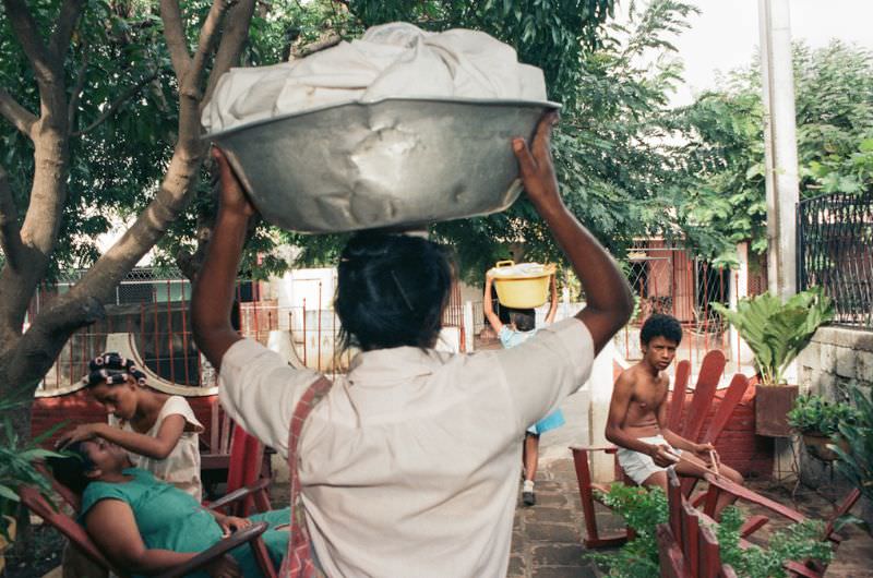 Bread is sold door-to-door in the Managua neighborhoods, Managua, Nicaragua, 1985