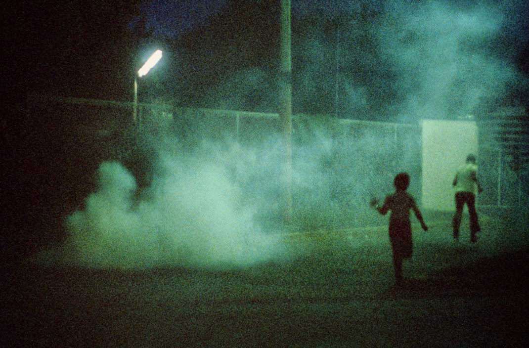 Student demonstration broken up by National Guard using tear gas, Managua, June 1978.