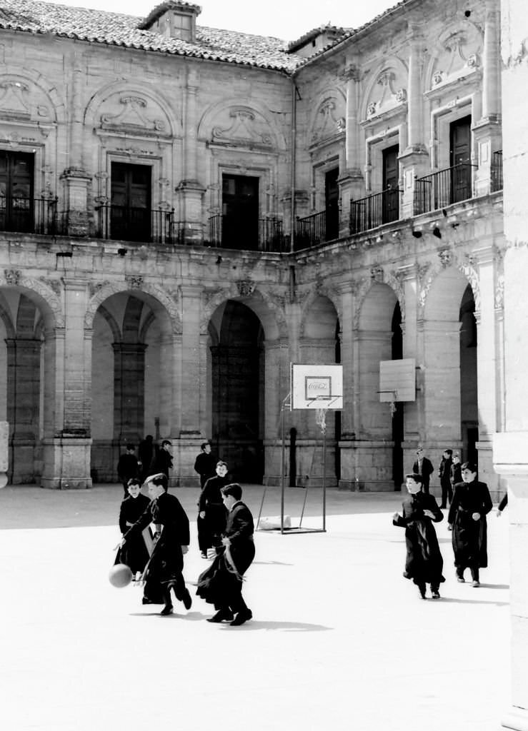 Seminarians playing soccer at the Monastery of Uclés, Cuenca, 1965.