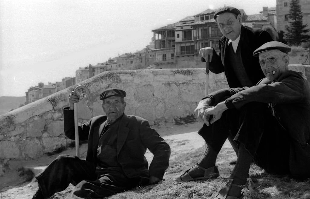 Elderly resting, Cuenca, 1965, Spain.