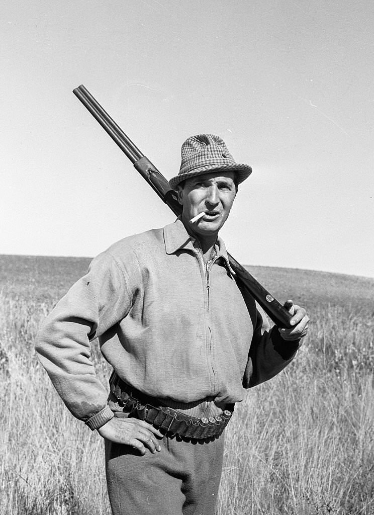 The Spanish bullfighter Luis Miguel Dominguin during a hunt on his farm of Villa Paz, 1963, Saelices, Cuenca, Spain.