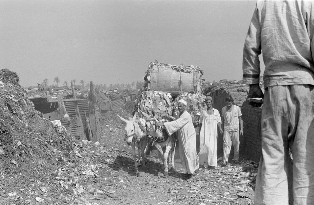 Residents of a slum in the suburbs of Cairo in October 1978, Egypt.