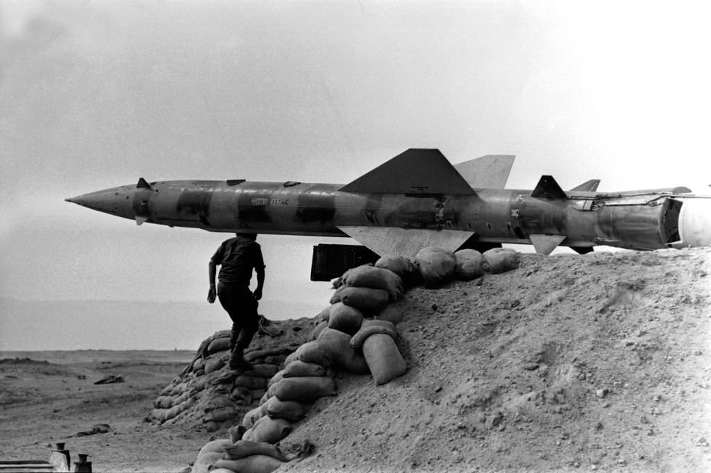 Supplying the Egyptian Third Army during the Yom Kippur War in November 1973 near Suez, Egypt.