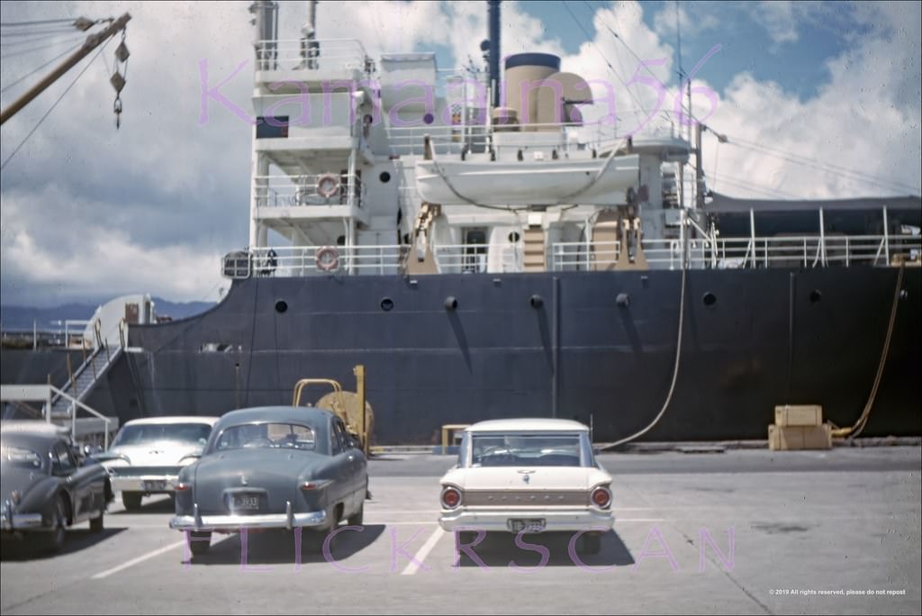 Freighter at Honolulu Harbor, 1963