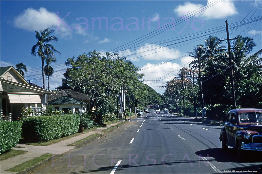 Lunalilo St at Piikoi Honolulu, 1956.