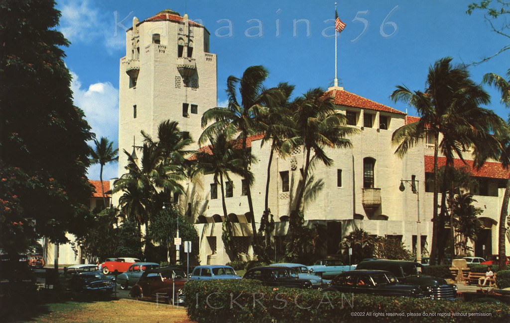 Honolulu Hale Punchbowl St, 1950s.