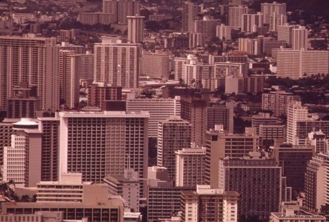 In The 1970s, Waikiki was expanding into the sky with dozens of high rise apartment buildings and hotels.