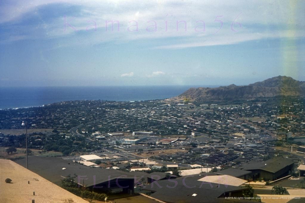 Birdseye view from Halekoa Drive on Waialaie Nui Ridge (then known as Waialae Uplands), 1965