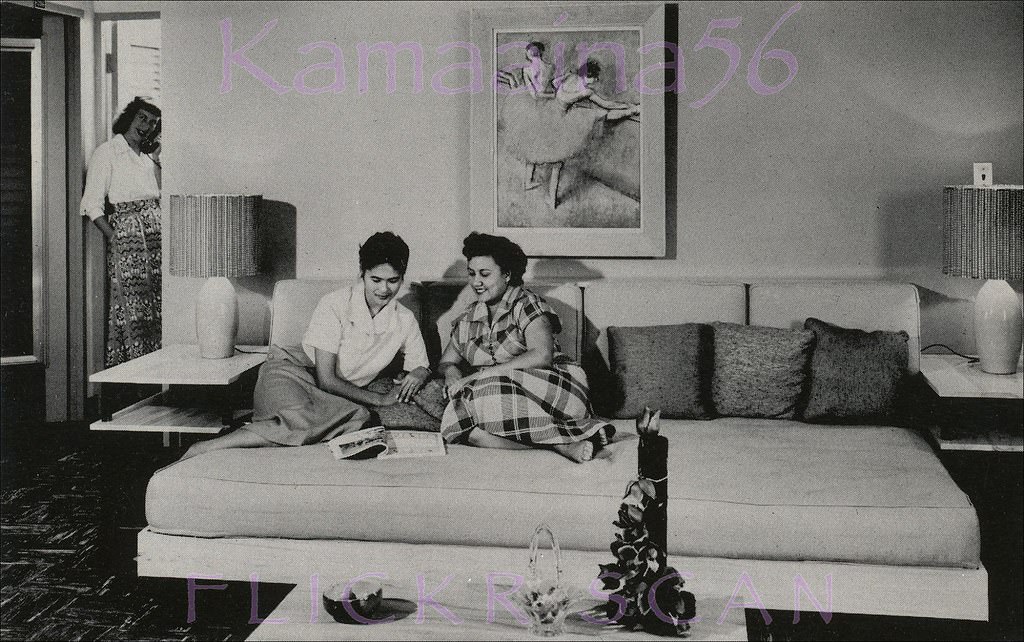 Interior view of a dorm room at Mary Dillingham Frear Hall, the oldest women’s dormitory at the University of Hawaii’s Manoa Valley campus, 1952