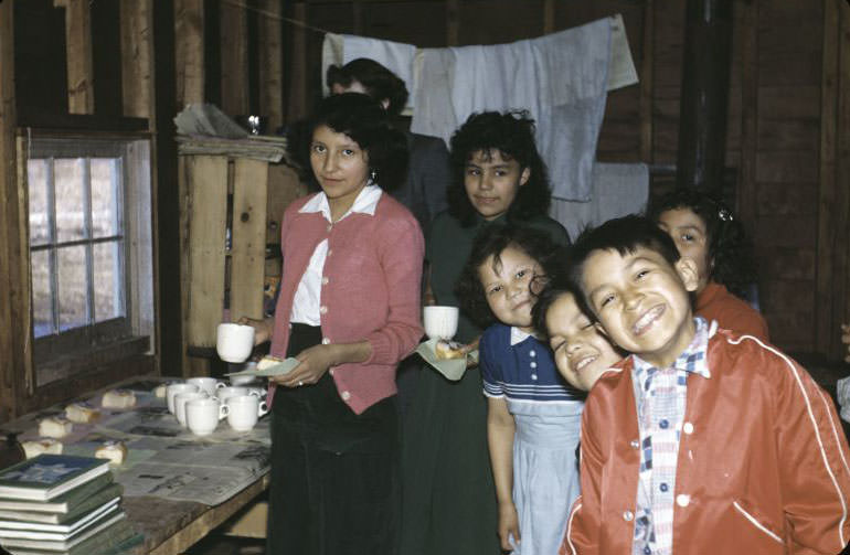 Weekday parish school at cranberry marsh, Bethany Indian Mission, Wittenberg, Wisconsin, 1953