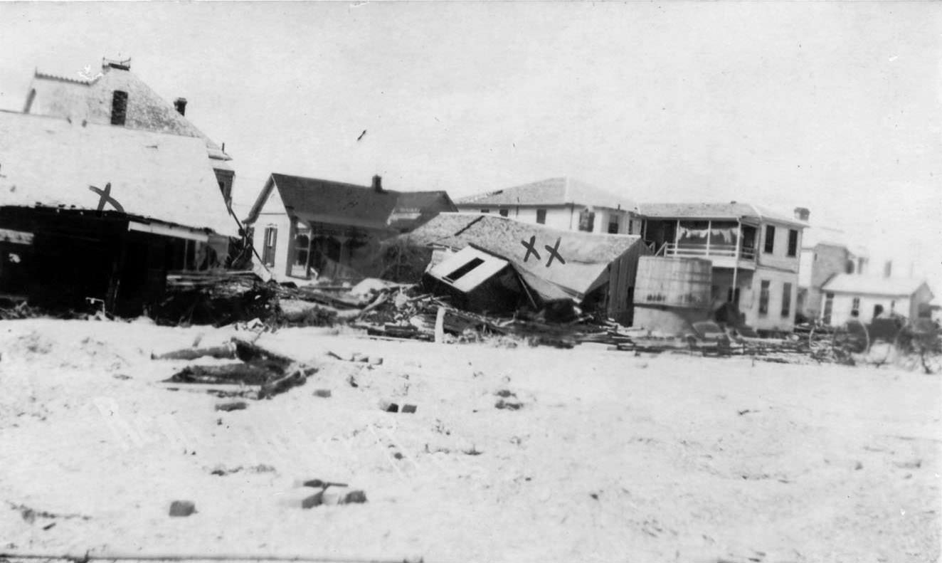 A number of homes that sustained damage during the 1919 hurricane in Corpus Christi.